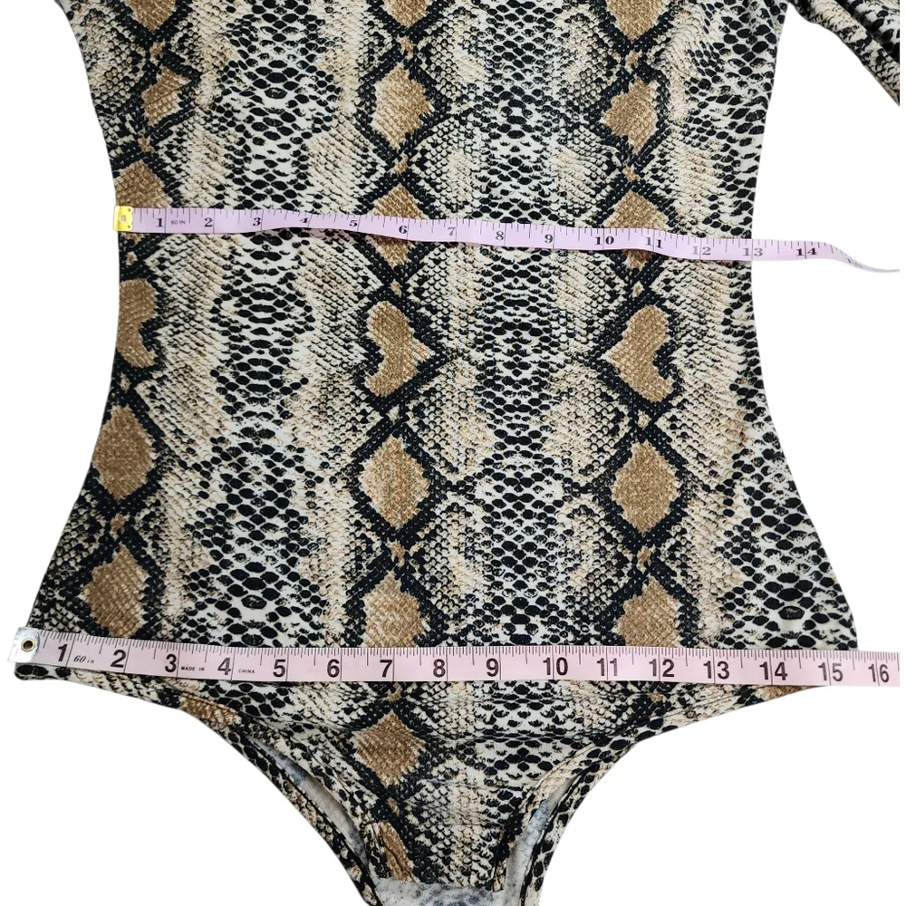 I.AM.GIA Kenzie Snakeskin Bodysuit Long Sleeve Mock Neck Size Small - Picture 9 of 14